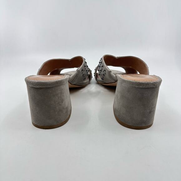 Halogen Fable Studded Slide Sandals Block Heel Open Toe Grey Womens Size US 9.5 - Picture 4 of 8